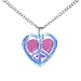 Handcrafted Baby Blue Pink Lucite Peace Sign Heart Necklace