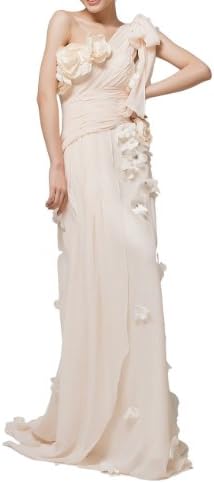 Strapless One-shoulder Floor-length Slim Winter Lovely Bride Gown Champagne LFL13007 Champagne US 0/2