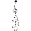 Clear Gem Heart Brass Knuckle Belly Ring