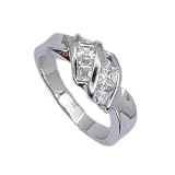 .925 Sterling Silver Promise Ring With Princess Cut Cubic Zirconias