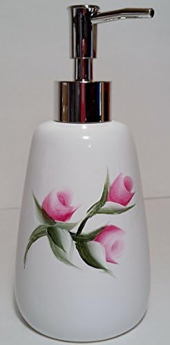 Liquid soap dispenser-soap dish with painted rose petals