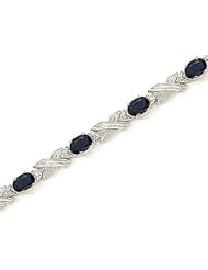 14kt Yellow Gold Oval Blue Sapphire and Diamond Bracelet