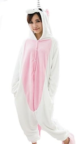 Fitplane Pajamas Anime Costume Unisex Adult Animal Onesie Unicorn Cosplay Cartoon Sleepwear Pink