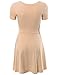 Doublju Women Casual Short Sleeve Round Neck Flare Mini Dress