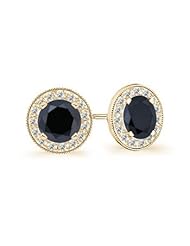 5 ct Enhanced Solitaire Black Diamond Stud Earrings in Yellow Gold Quality Better