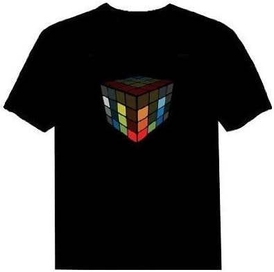 Teelight® Magic Cube LED Sound Activated Equalizer Disco Nightclub TShirt -- Size M