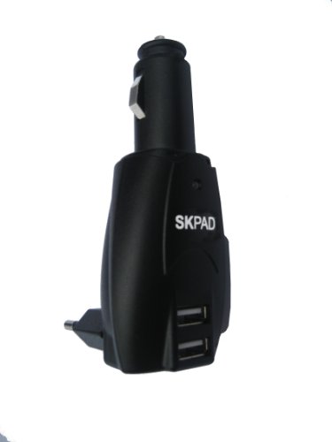 SKPad -  Chargeur USB, Secteur et Allume-cigare - sur une prise de courant ET dans votre véhicule - Tout en UN