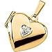 14K Yellow Gold Heart Design Diamond Locket