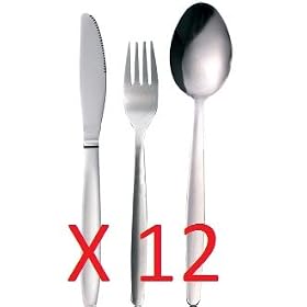 36 Piece Kids Infants Childrens Junior Cutlery Set (12 Small Table Knives, 12 Small Table Forks, 12 Small Desert Spoons) - Ideal for home, school or lunchboxes