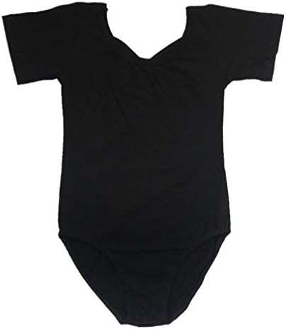 BHL Girls Gymnast Short Sleeve Leotard 3-14 Years (3-5 Years, Black)