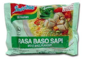 Indomie Instant Noodles Soup Meat Ball Flavor for 1 Case (30 Bags) by Indomie