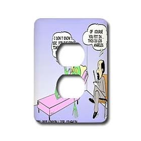 Londons Times Funny Medicine Cartoons - Alien In Los Angeles At Shrink - Light Switch Covers - 2 plug outlet cover