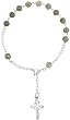 Sterling Silver 7 inch Rosary Bracelet w/ 5mm Natural Labradorite Stone Beads, 3/16" (5mm) wide