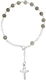 Sterling Silver 7 inch Rosary Bracelet w/ 5mm Natural Labradorite Stone Beads, 3/16 (5mm) wide