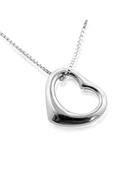 Floating Sideways Curved Heart Pendant Sterling Silver Necklace - 18"
