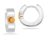 Platinum Plated Citrine Hoop Earrings
