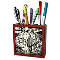 Londons Times Funny Bugs and Slugs Cartoons - Worm Mafia - Tile Pen Holders-5 inch tile pen holder