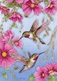 Toland, Hummingbirds with Pink Garden Flag, 12.5 x 18, #117158