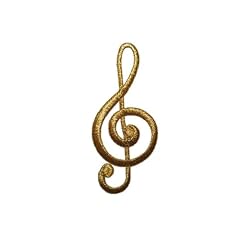 gro�er Notenschl�ssel 4,2 cm * 9,7 cm B�gelbild Aufn�her Applikation gold Noten