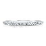 Micro Pave Cubic Zirconia 925 Sterling Silver Half Eternity Ring Band - Nickel Free Engagement Wedding Band Ring-Mothers Day Gift Jewelry