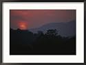 A flaming sunrise over Massanutten Mountain Scenic Framed Art Poster Print by George F. Mobley, 29x21