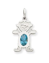 Genuine IceCarats Designer Jewelry Gift 14K White Gold Girl 7X5 Oval Genuine Blue Topaz-December