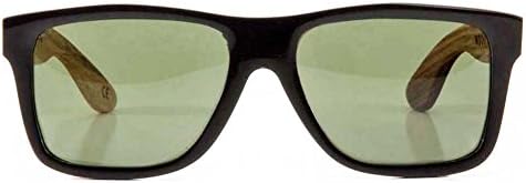 Woodzee Trinity Water Buffalo Zebra Wood Pol. Green Grey Wood Sunglasses