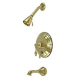 Kingston Brass KB36320AL Restoration Tub and Shower Faucet with Metal Lever Handle, Polished Brass [