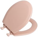 Mayfair 44EC 023 Designer Series Wood Toilet Seat with Easy-Clean Hinges, Round, Pink