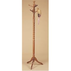 Twist Style Nostalgic Oak Finish Wood Coat Rack Stand