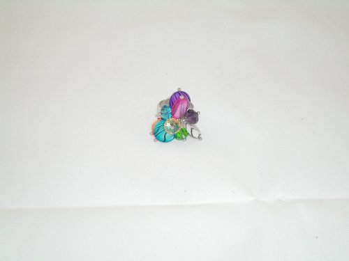 Ring Adjustable with Moveable Multi Crystals and Enamel MULTI