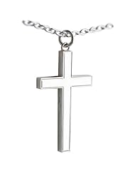 British Jewellery Workshops Silver 45x25mm line border block Cross with Cable link chain