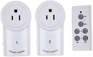 OnlinDo, Wireless Power Strip Remote Control Electrical Outlet Switch for Household Appliances, White (1 Remote + 2 Outlet Switch)