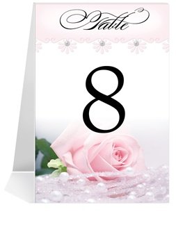 Wedding Table Number Cards - Baby Pink n' Pearls #1 Thru #25 On Sale