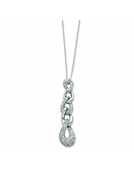 Sterling Silver Interlocking and Alternating CZ Ovals Necklace