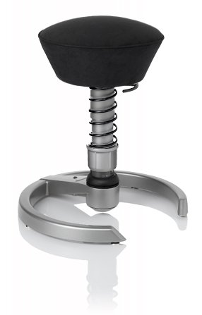 SWOPPER CLASSIC 3D-Aktiv-Bürostuhl Hocker Sitzpolster Tempur, Farbe onyx-schwarz, Fussring mit Metallgleiter, Feder MEDIUM, Basis Titan, Federfarbe schwarz (SWOP10TTEM)