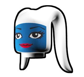 White Tentacle Head with Blue Face Pattern - LEGO Compatible Minifigure Piece