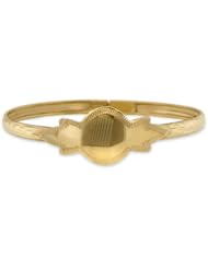 Children / Teen 14K Yellow Gold Flexible Bangle with a Name Plate 6.5mm Wide