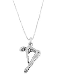 Sterling Silver Three Dimensional Pike Position Female Diver Necklace