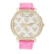 GUESS #U95103L1 Women's Swarovski Crystal Accented Pink Leather Strap Watch