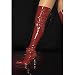 Lackstiefel Oberschenkellang dunkelrot Stiletto Metallabsatz Overknee