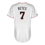 MLB Mens Miami Marlins Jose Reyes White Home Short Sleeve 6 Button Synthetic Replica Baseball Jersey By Majestic (White, Medium)