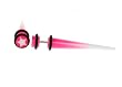Fake Acrylic Taper - Pink and White Sparkle with White Star Logo - 16g Wire Stud - 2 Gauge - 43.75mm Length - Sold as a Pair