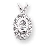 Rhodium-plated April Birthstone Oval CZ Necklace - 18 Inch