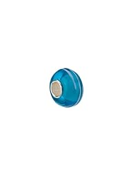 Blue Stripe Glass Charm for 3mm Charm Bracelets