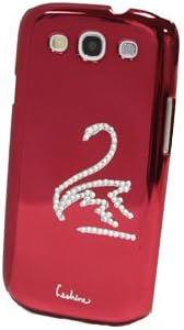 Bingsale Luxury Unique Swan Plated Chrome Best Bling Crystal Rhinestone Aluminum Metal Case Cover Skin , Samsung Galaxy S3 Screen Protector Shield-Red
