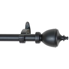 Window Curtain Rod Drapery Rod 28 Inch - 48 Inch Metal Urn Black by Backyard Bargain LLC