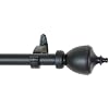 Window Curtain Rod / Drapery Rod 28 Inch - 48 Inch Metal Urn Black