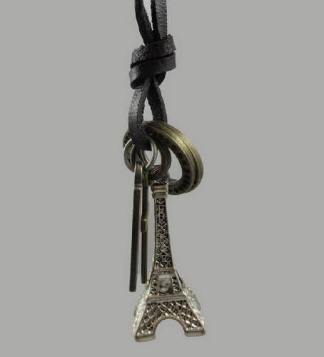 ETSYG Vintage Eiffel Tower Rings Cross Necklace Leather Charms Choker Punk Style
