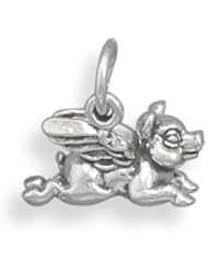 Flying Pig Charm Sterling Silver - Made in the USA